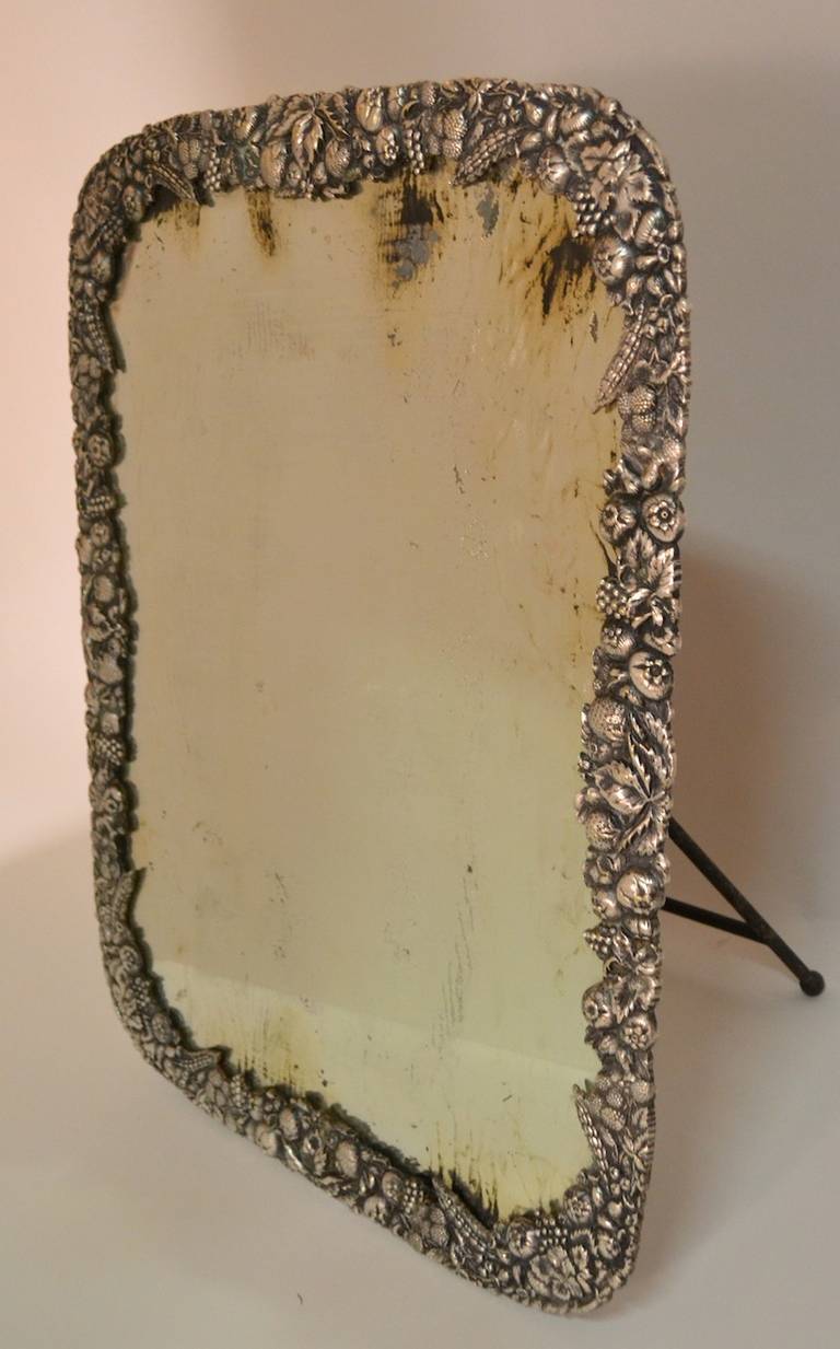 Large Victorian Silver Plate Easel Mirror at 1stDibs