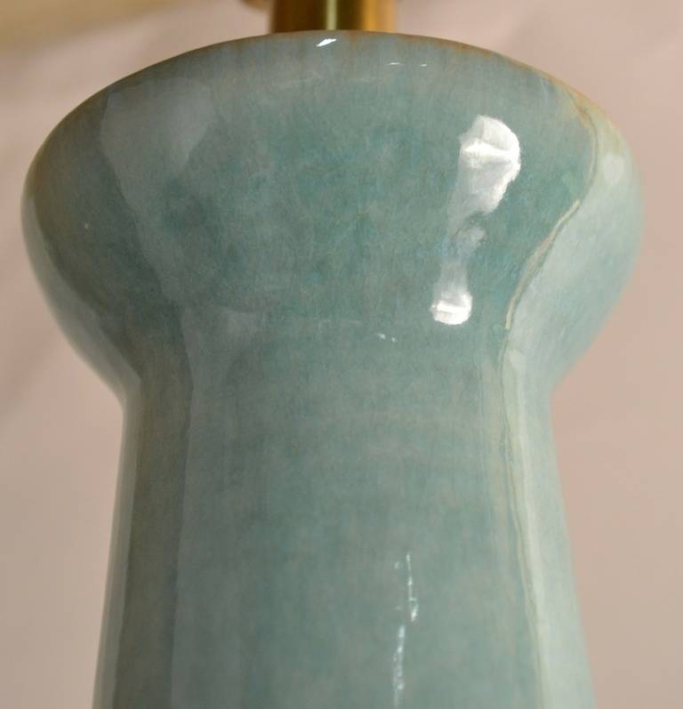 Ceramic Blue Glaze Mid-Century Table Lamp