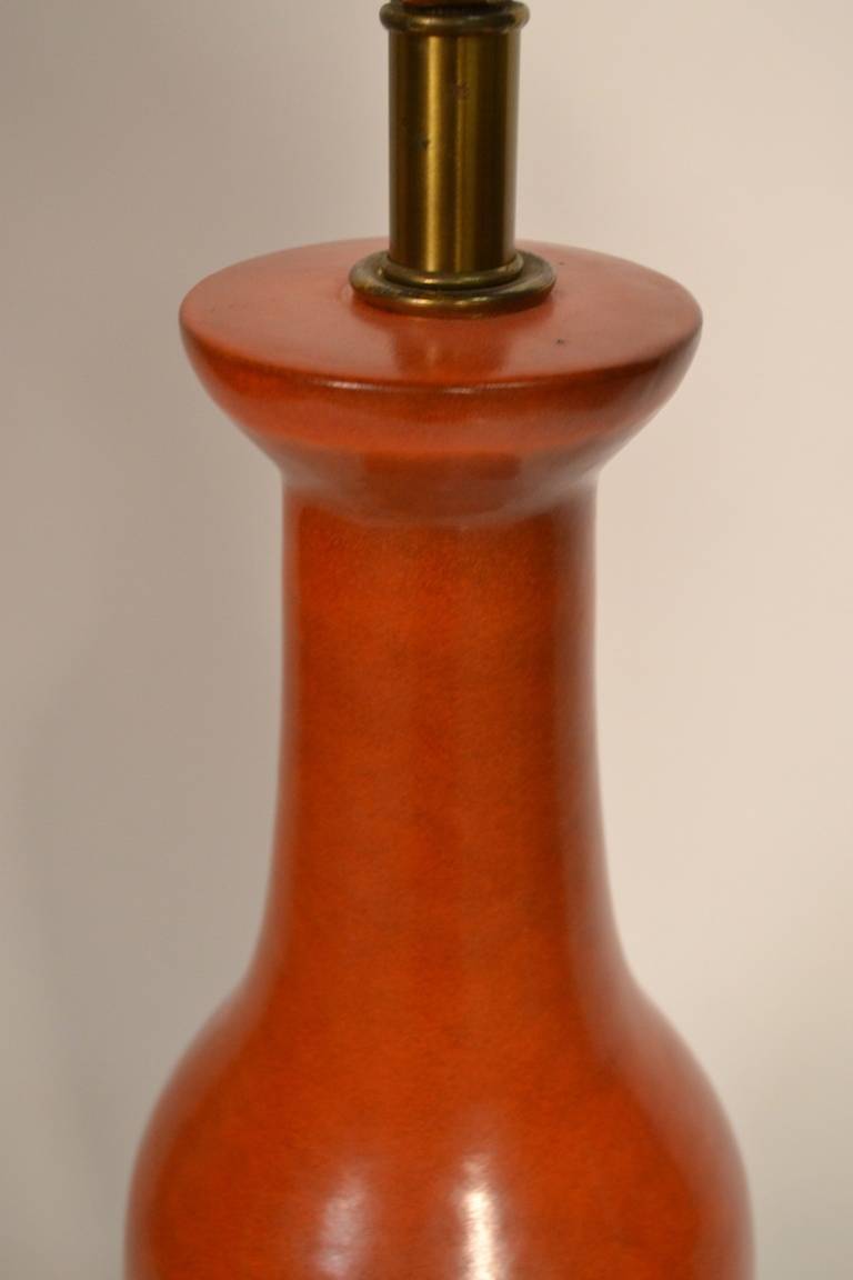 Mid-20th Century Mid-Century Orange Pottery Lamp