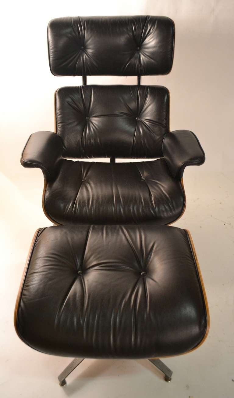 George Mulhauser For Plycraft Leather and Rosewood Lounge Chair and Ottoman 1