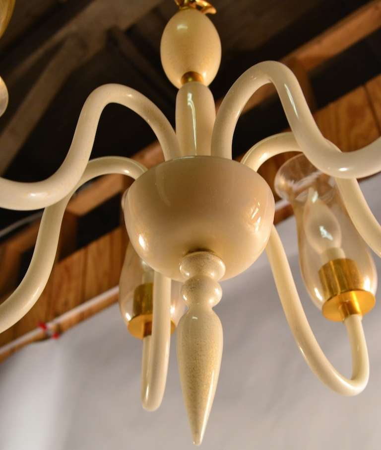 Hollywood Regency Six Light Murano Chandelier After Ponti