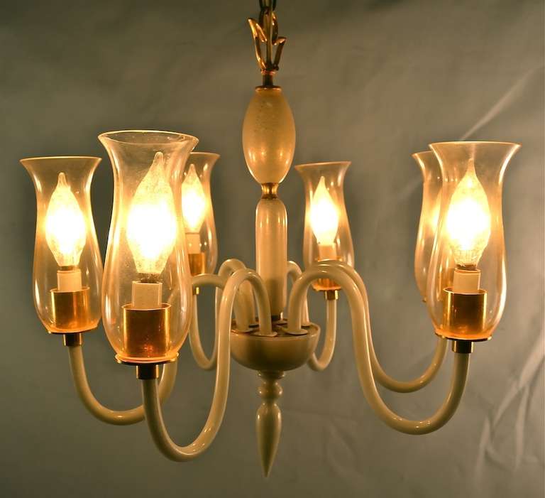 Six Light Murano Chandelier After Ponti In Excellent Condition In New York, NY