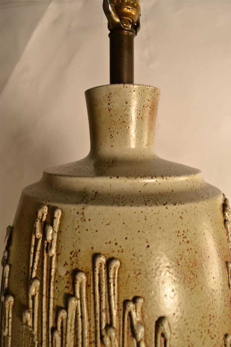 Pottery Stoneware Drip Glaze Table Lamp by David Cressey