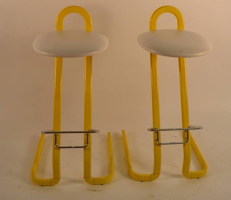 Pr. post modern Italian design counter stools, labeled 