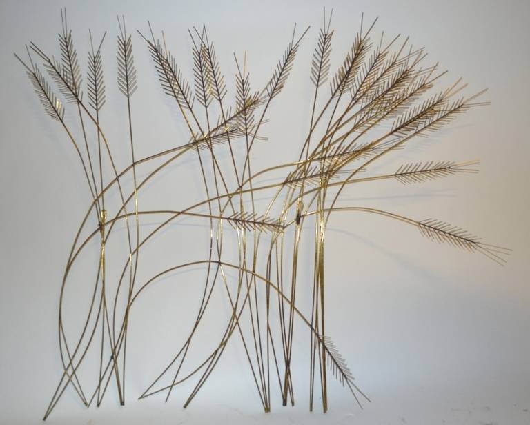 Nice Curtis Jere wire wall hanging of wheat stalks. Signed and dated 