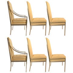 Set of Six Aluminum Frame High Back Dining Chairs 2