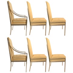 Set of Six Aluminum Frame High Back Dining Chairs