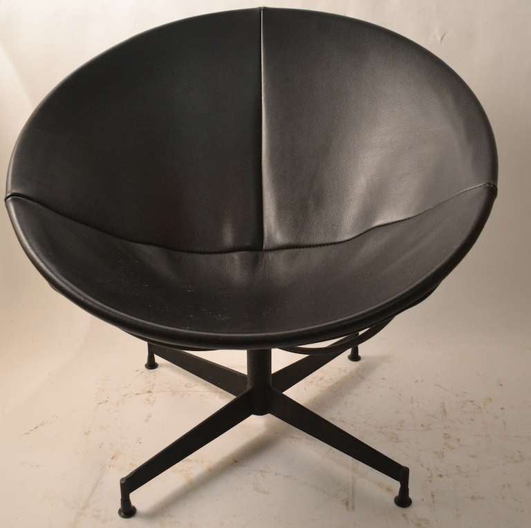 Swivel Scoop Chair in Leather with Iron Frame