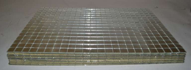Art Deco 12 Pc Mirrored Placemats Grid Pattern ca 1970s