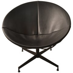 Swivel Scoop Chair in Leather with Iron Frame