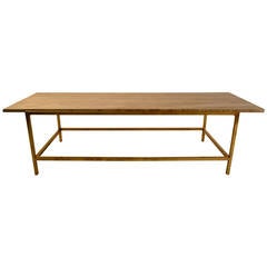 Brass Base Travertine Top  Cocktail Coffee Table