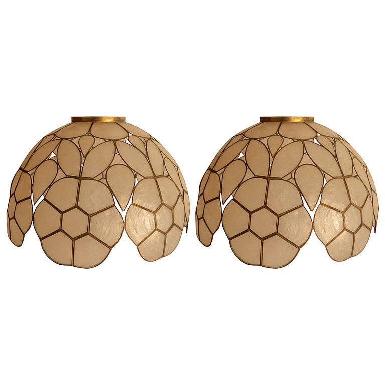 Pair Capiz Shell Lamp Shades For Sale at 1stDibs