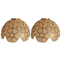 Pair Capiz Shell Lamp Shades 7