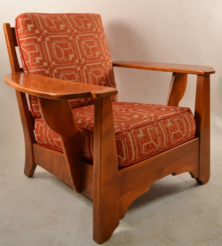 American Cushman Maple Paddle Arm Lounge Chair