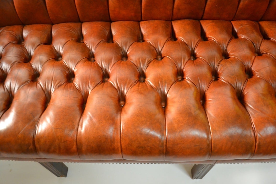 Late 20th Century Leather Camel Back Sofa