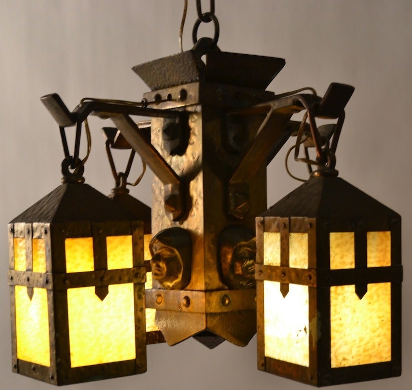 Early 20th Century Arts and Crafts Mission Monk Chandelier