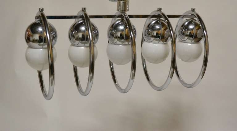Late 20th Century Chrome Five Light  Ring Fixture