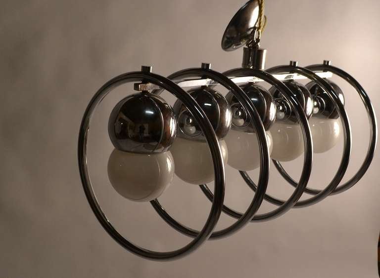 Chrome Five Light  Ring Fixture In Good Condition In New York, NY
