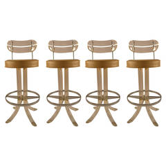 Set of Four Lucite Swivel Bar Stools