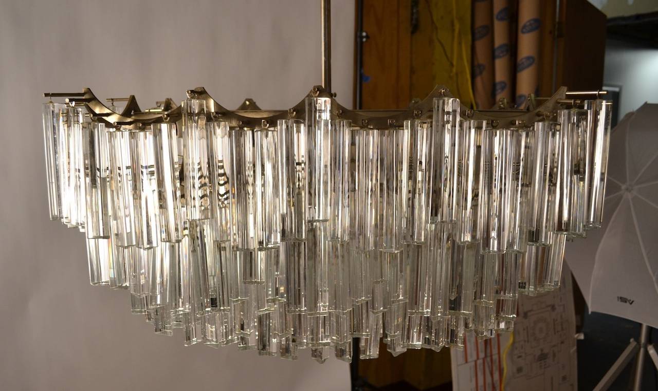 Large Venini Triedri Four Tier Chandelier