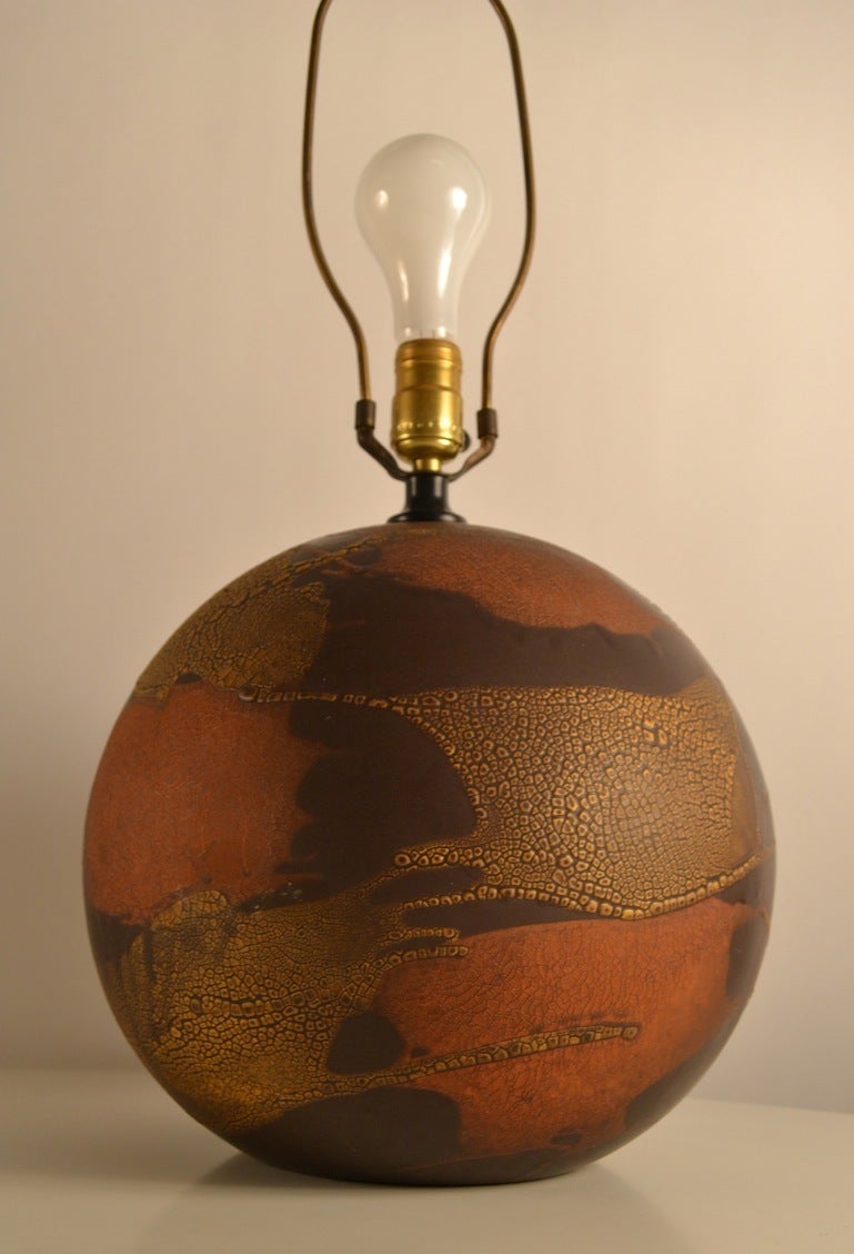 Ceramic Haeger  Earth Wrap Ball Form Pottery Lamp