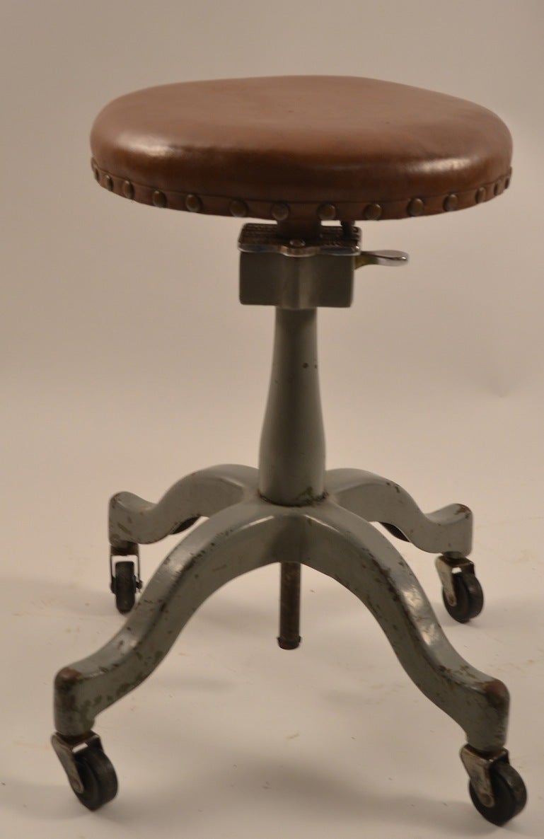 Swivel Adjustable Industrial Stool In Excellent Condition In New York, NY