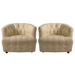 Pair White Vinyl Tub Chairs 10