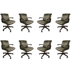 Set of Eight Richard Sapper for Knoll Leather Swivel Chairs