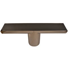 Brueton Polished Steel "TEE" Console with Black Glass Top