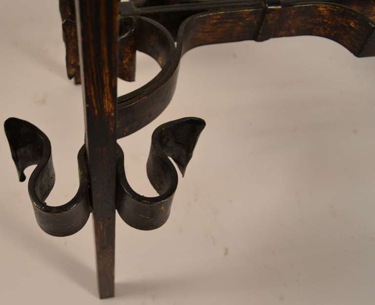 French Wrought Iron Base Glass Top Table For Sale