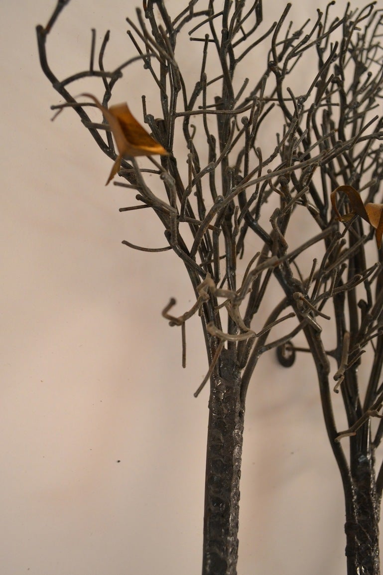 Great Brutalist Trees and Birds Wall Sculpture atributed to Jere 2