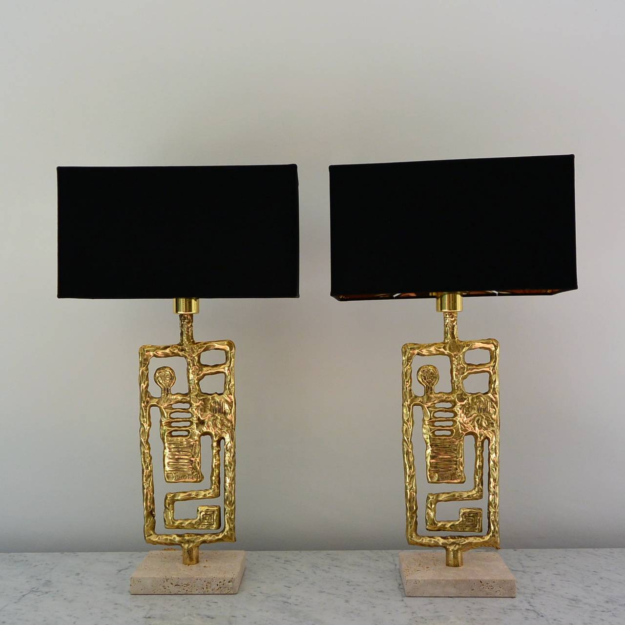 Pair of table lamps by Angelo Brotto.
Signed Brotto in the brass,
circa 2000.