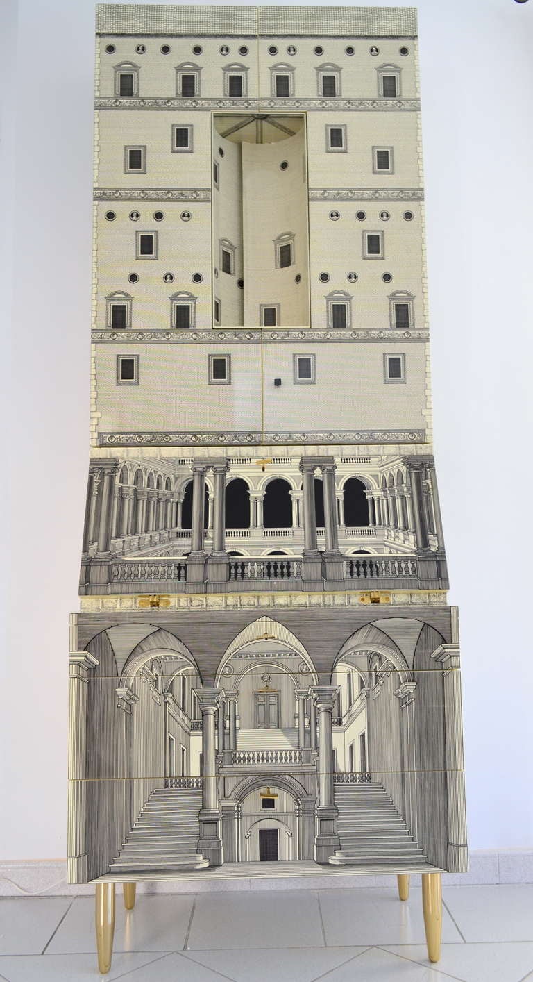 Important and magnificent Trumeau by Piero Fornasetti in collaboration with Gio Ponti model 