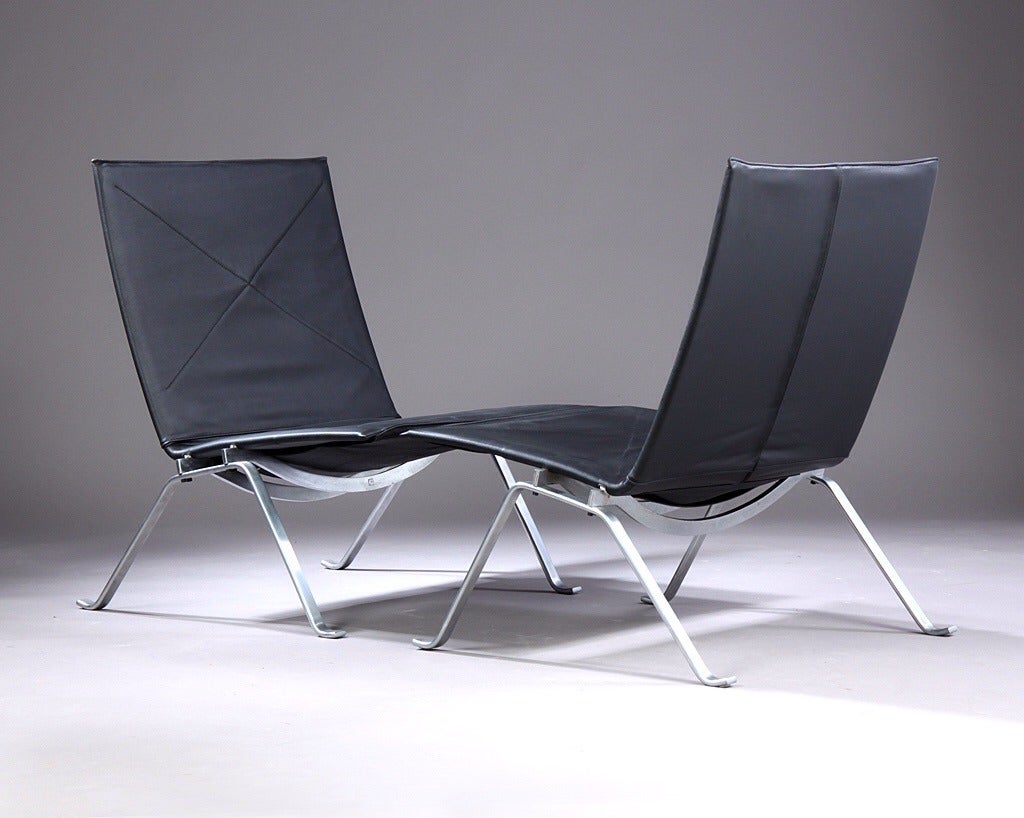 Danish PK22 Lounge Chairs by Poul Kjaerholm Manufactured by E. Kold Christensen For Sale