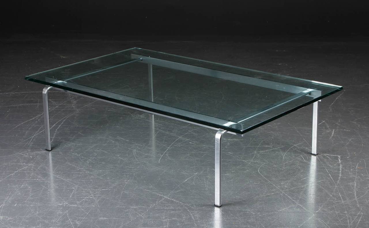 Coffee Table byPreben Fabricius & Jørgen Kastholm designed in 1973.
Manufactured by Kill international circa 1975
Chrome Plated Steel and Glass (19mm).