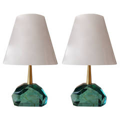 Unique Pair of Table Lamps by Roberto Giulio Rida "Diamantone"
