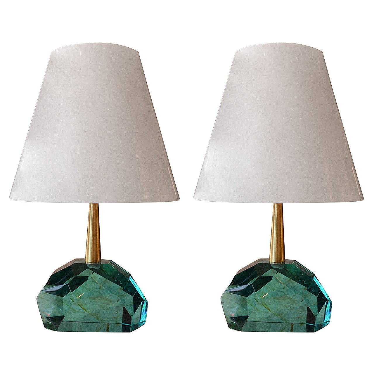 Unique Pair of Table Lamps by Roberto Giulio Rida "Diamantone" For Sale