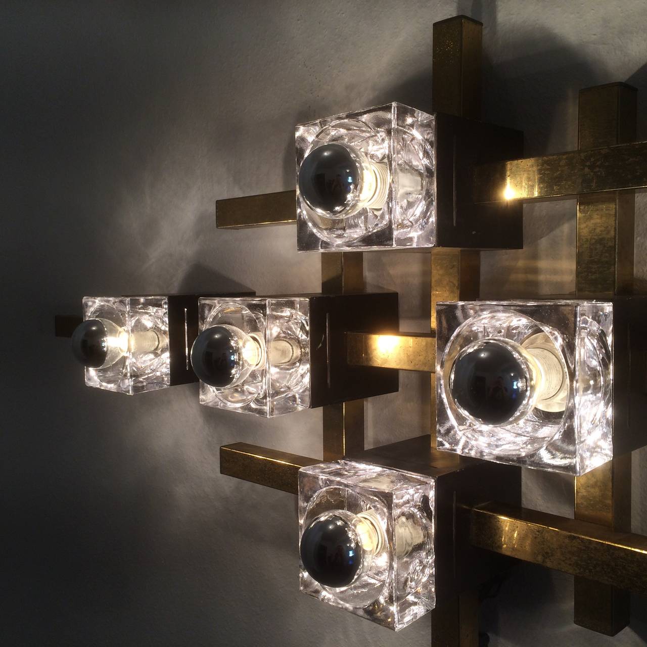 Italian Large Cube Wall Light by Gaetano Sciolari