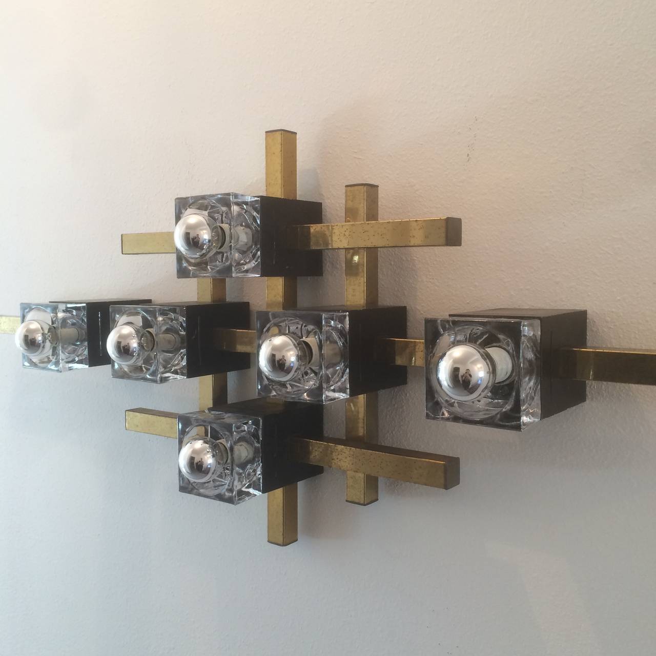 Large Cube Wall Light by Gaetano Sciolari In Good Condition In Fuveau, Provence