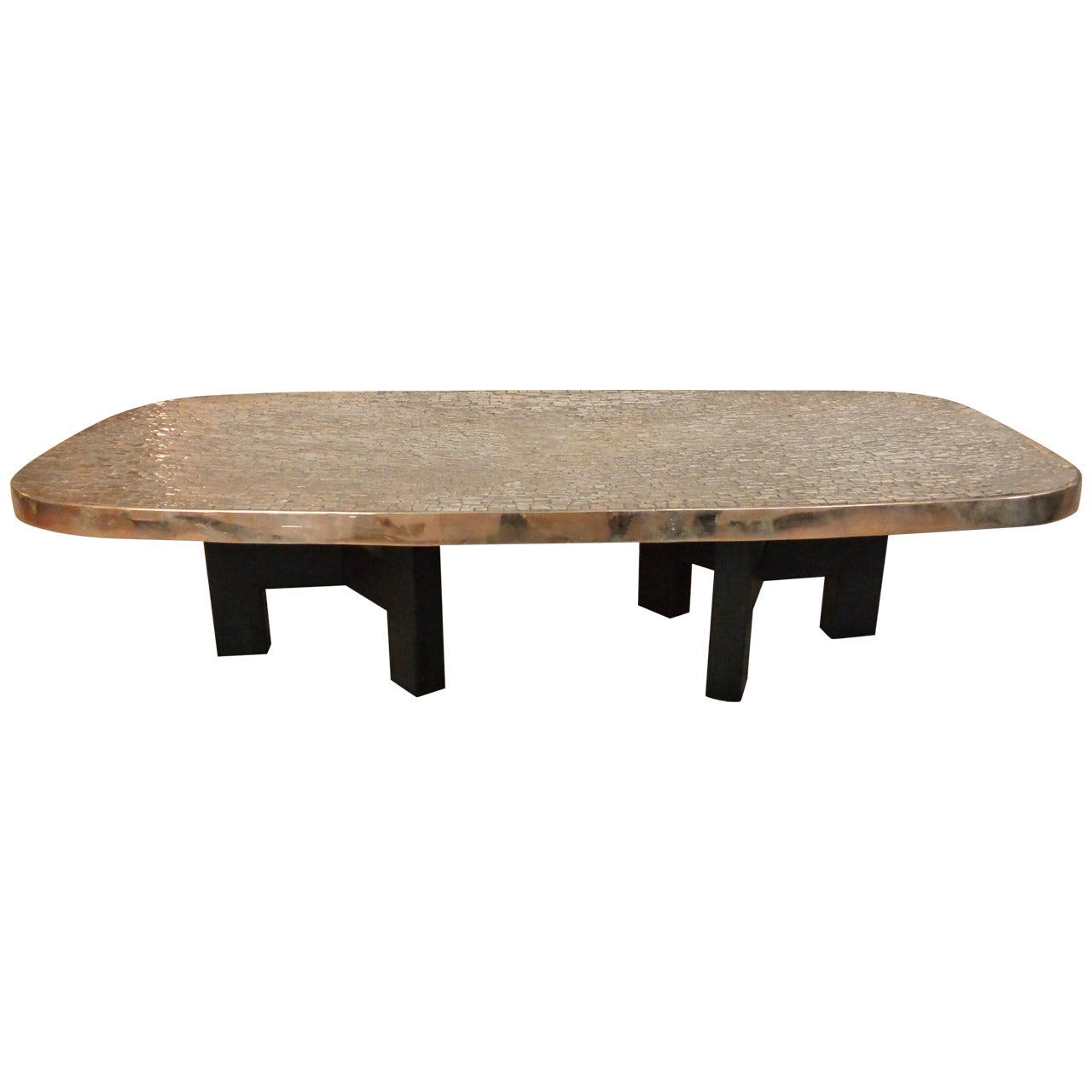 Important Bronze Coffee Table by Ado Chale "Relief d'Agate" For Sale
