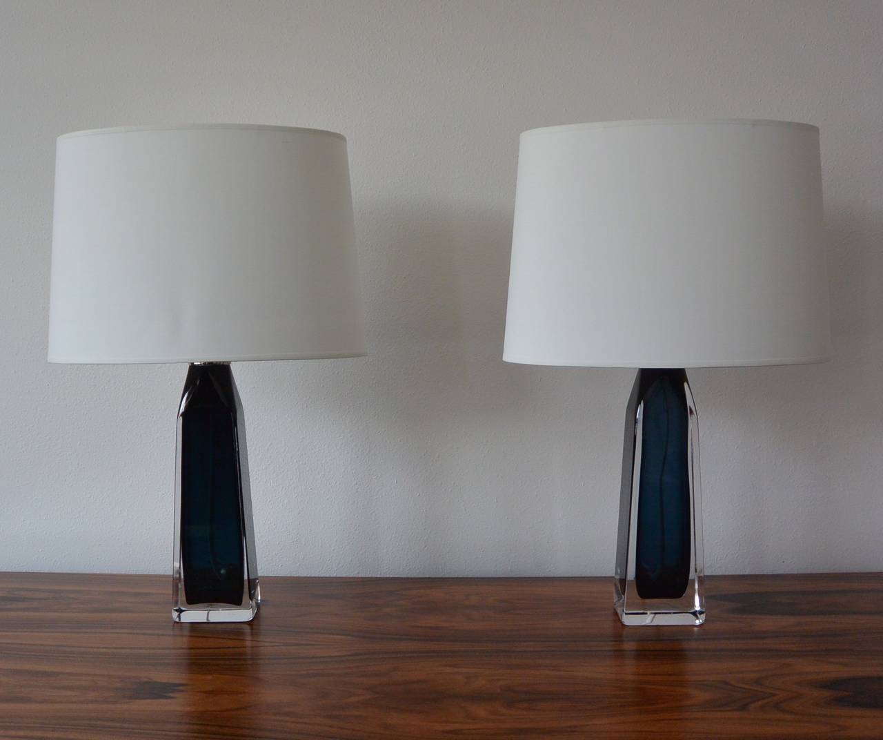 Scandinavian Modern Pair of Table Lamps by Carl Fagerlund for Orrefors