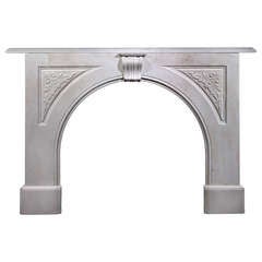 Early Victorian Carrara Marble Carved Arched Victorian Mantel, 'VIC-P47' 10