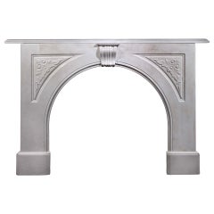 Early Victorian Carrara Marble Carved Arched Victorian Mantel, 'VIC-P47'