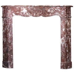 19th century Louis XV Pompadour style Rance Marble Mantel (FR-N96)