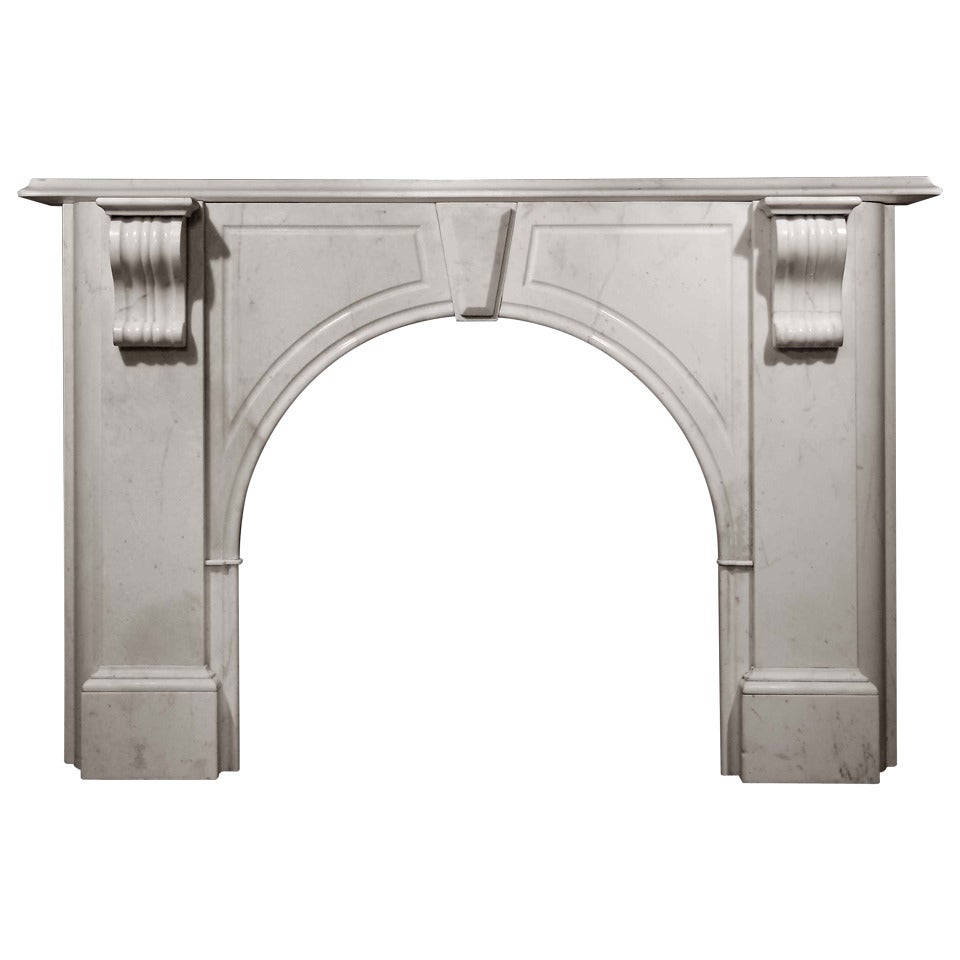Arched Carrara Marble Mantel with Scroll Corbel Supports 'VIC-T24'