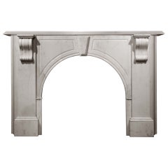 Arched Carrara Marble Mantel with Scroll Corbel Supports 'VIC-T24'