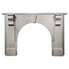 Antique Arched Carrara Marble Mantel with Scroll Corbel Supports 'VIC-T24'