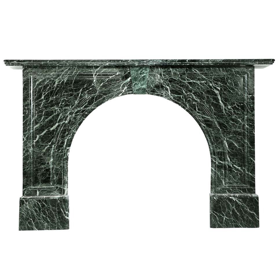 Victorian Arched Verdi Antico Marble Mantel, 'VIC-ZA76' For Sale