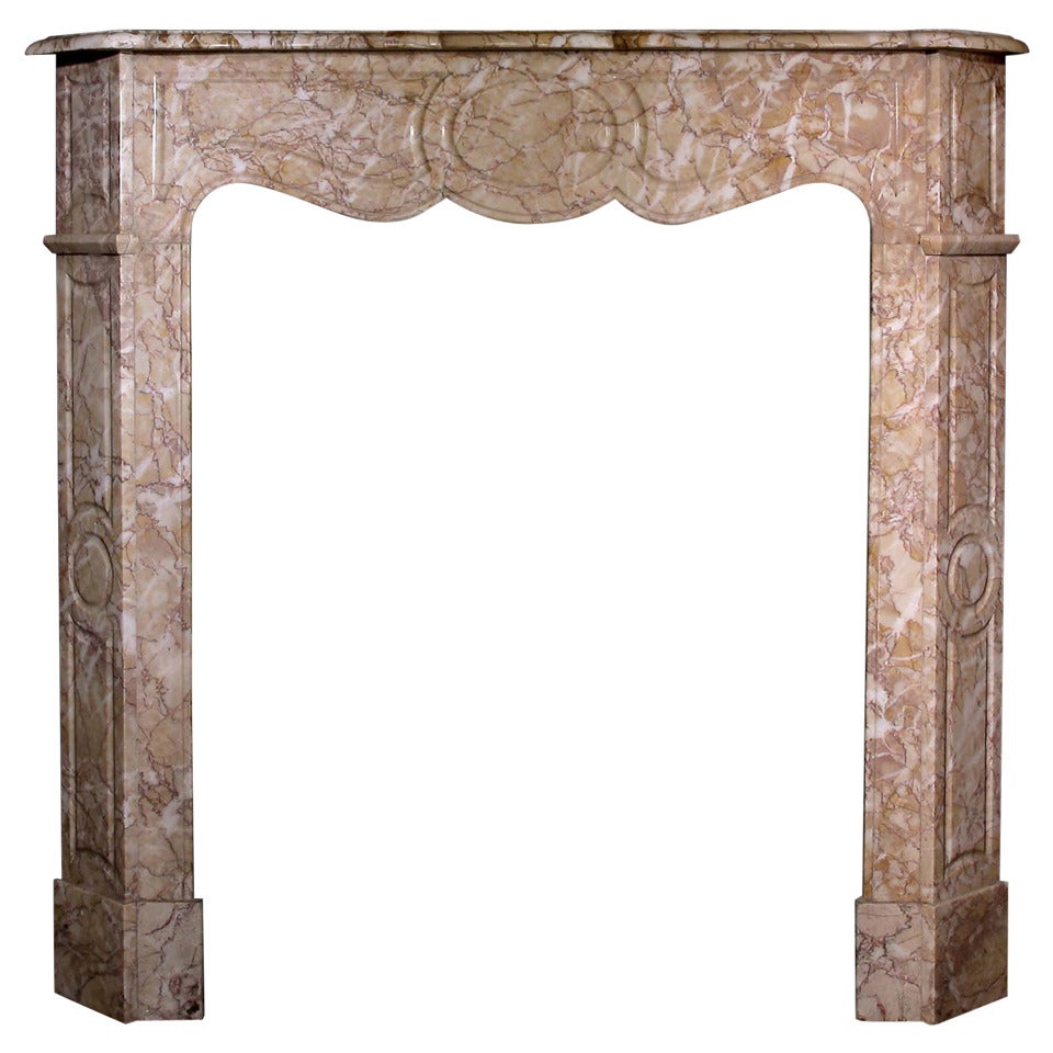 19th Century French Pompadour Style Crema Valencia Marble Mantel, 'FR-ZC57' For Sale