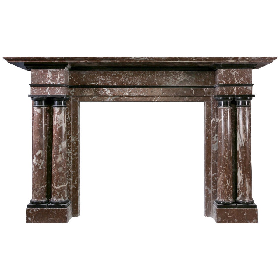 19th Century Breche Marble Mantel with Polished Slate Mouldings 'VIC-S75' For Sale
